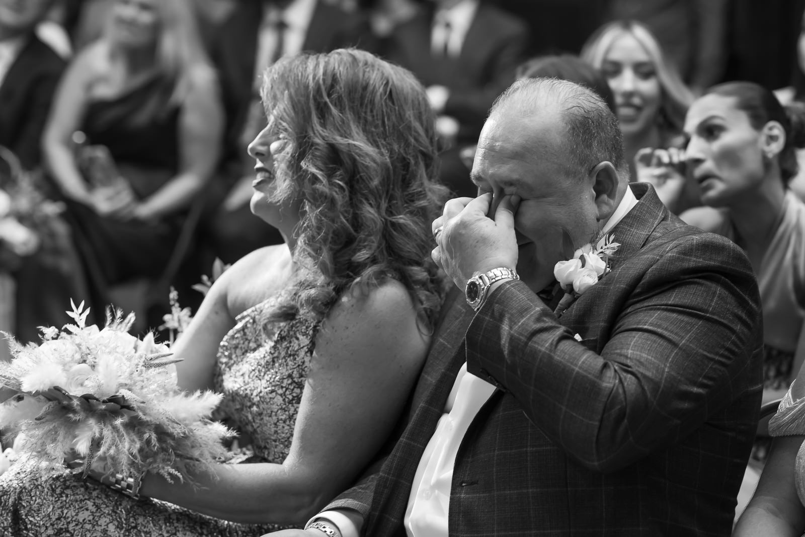 Emotional family reaction during ceremony at Brooklyn Winery.